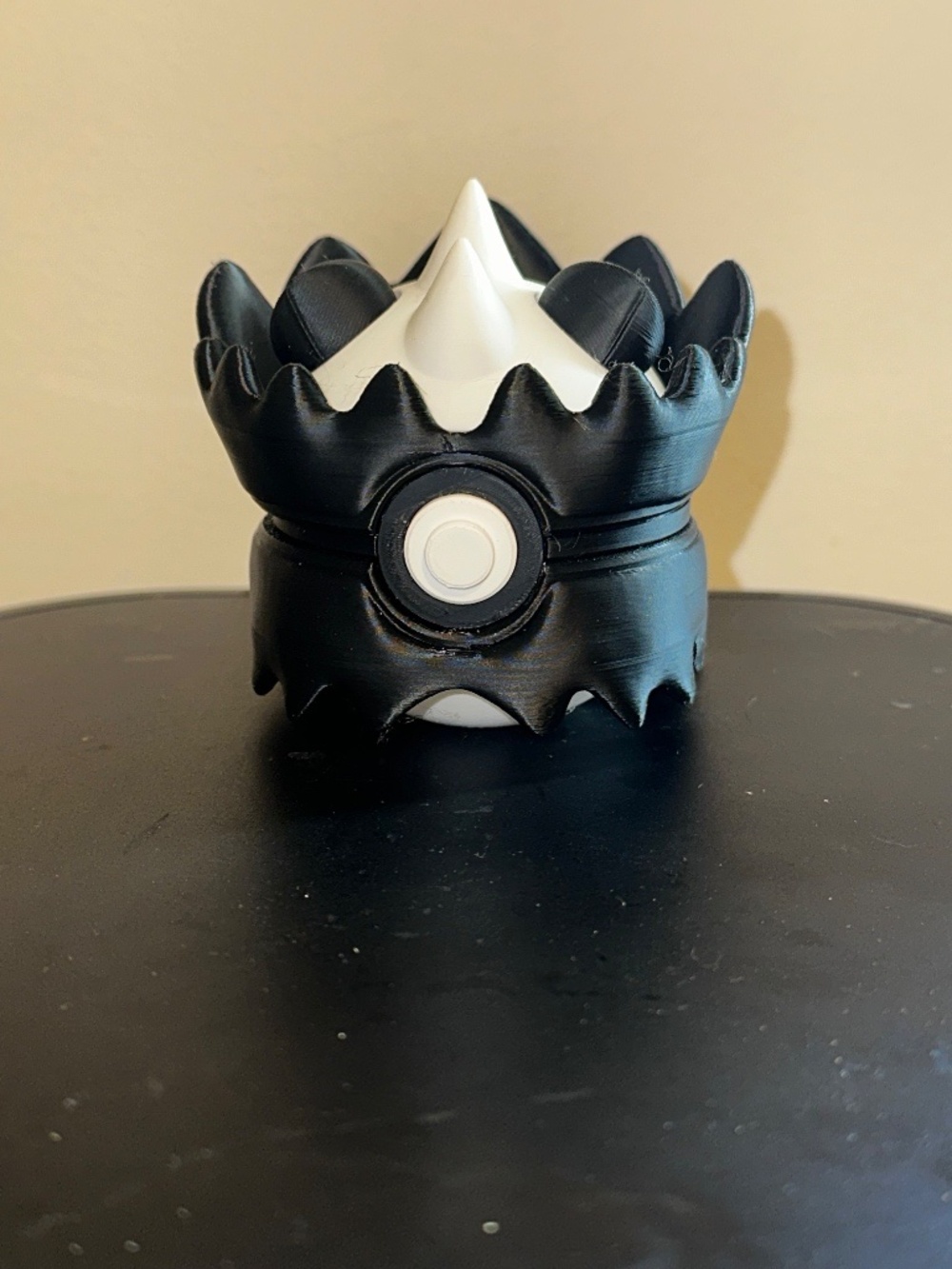 Black & White Brawler Panda Sphere Display – 3D Printed Caped Bear Orb